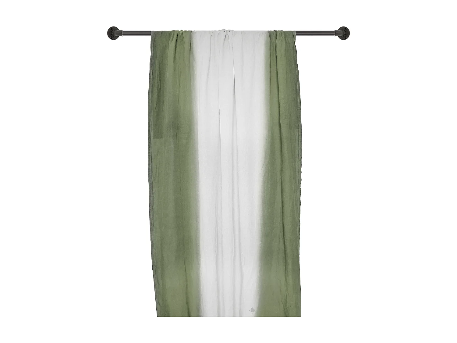 Pan de rideau 160x250 cm DEEPALI 100% lin lavé tie and dye vert kaki