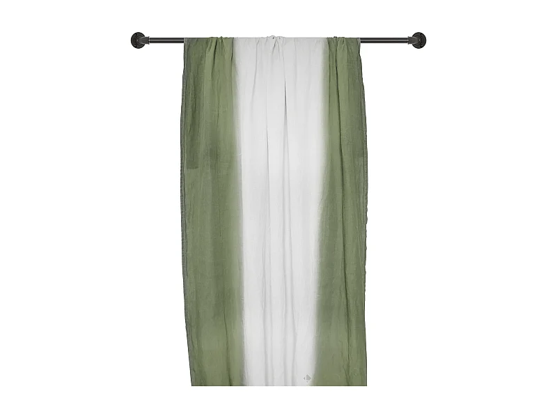 Pan de rideau 160x250 cm DEEPALI 100% lin lavé tie and dye vert kaki