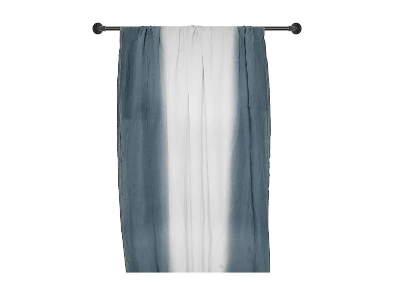 Pan de rideau 160x300 cm DEEPALI 100% lin lavé tie and dye bleu granit