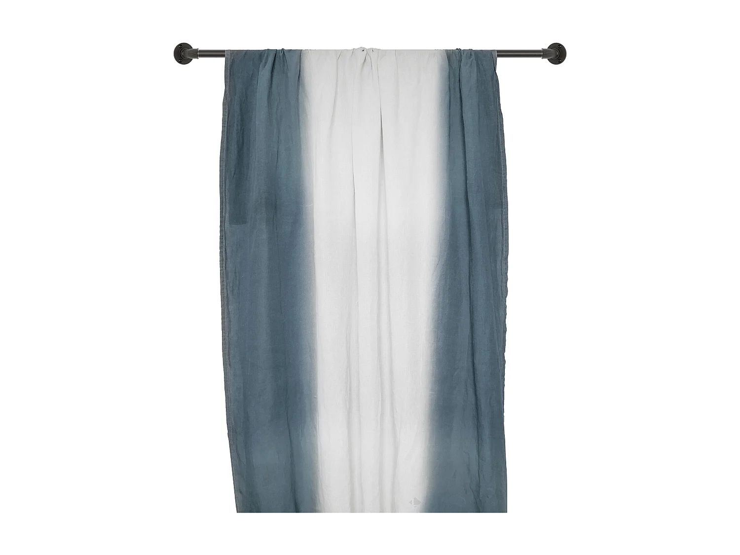 Pan de rideau 160x300 cm DEEPALI 100% lin lavé tie and dye bleu granit