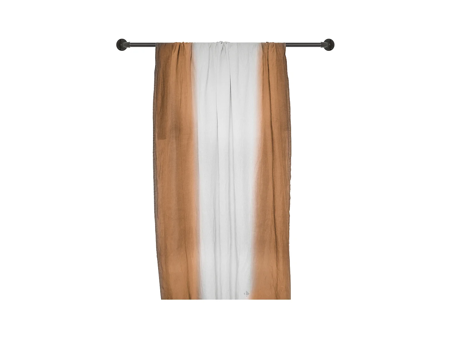 Pan de rideau 160x250 cm DEEPALI 100% lin lavé marron cognac