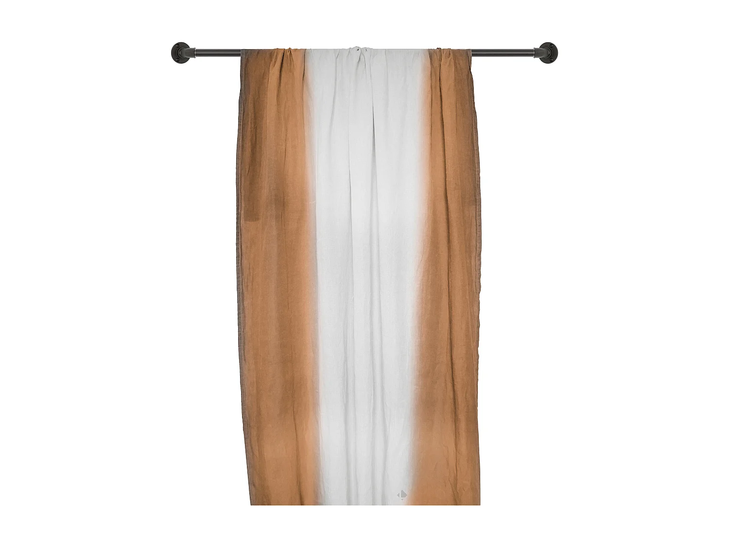 Pan de rideau 160x250 cm DEEPALI 100% lin lavé marron cognac