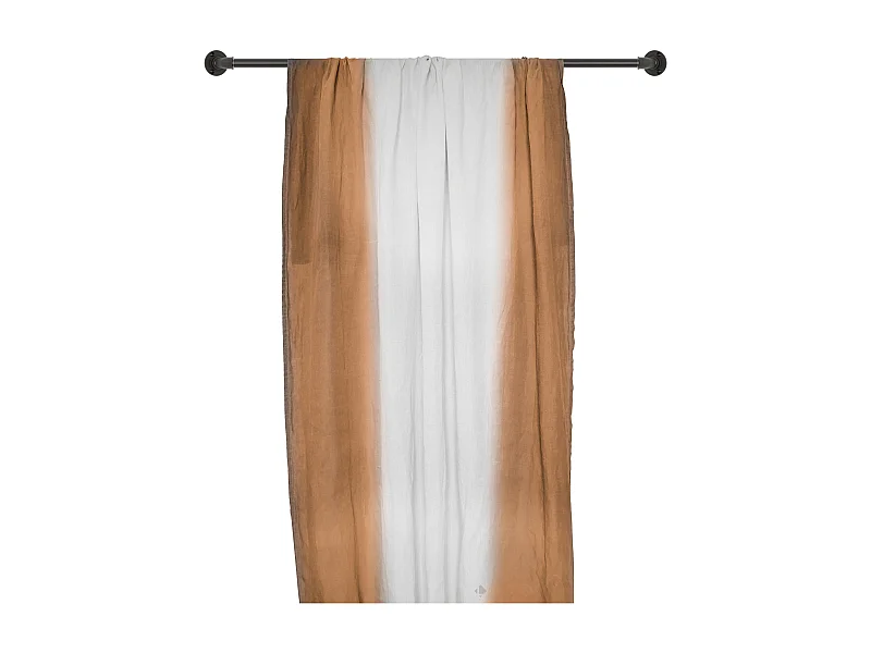 Pan de rideau 160x250 cm DEEPALI 100% lin lavé marron cognac