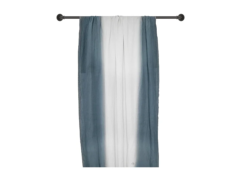 Pan de rideau 160x250 cm DEEPALI 100% lin lavé tie and dye bleu granit