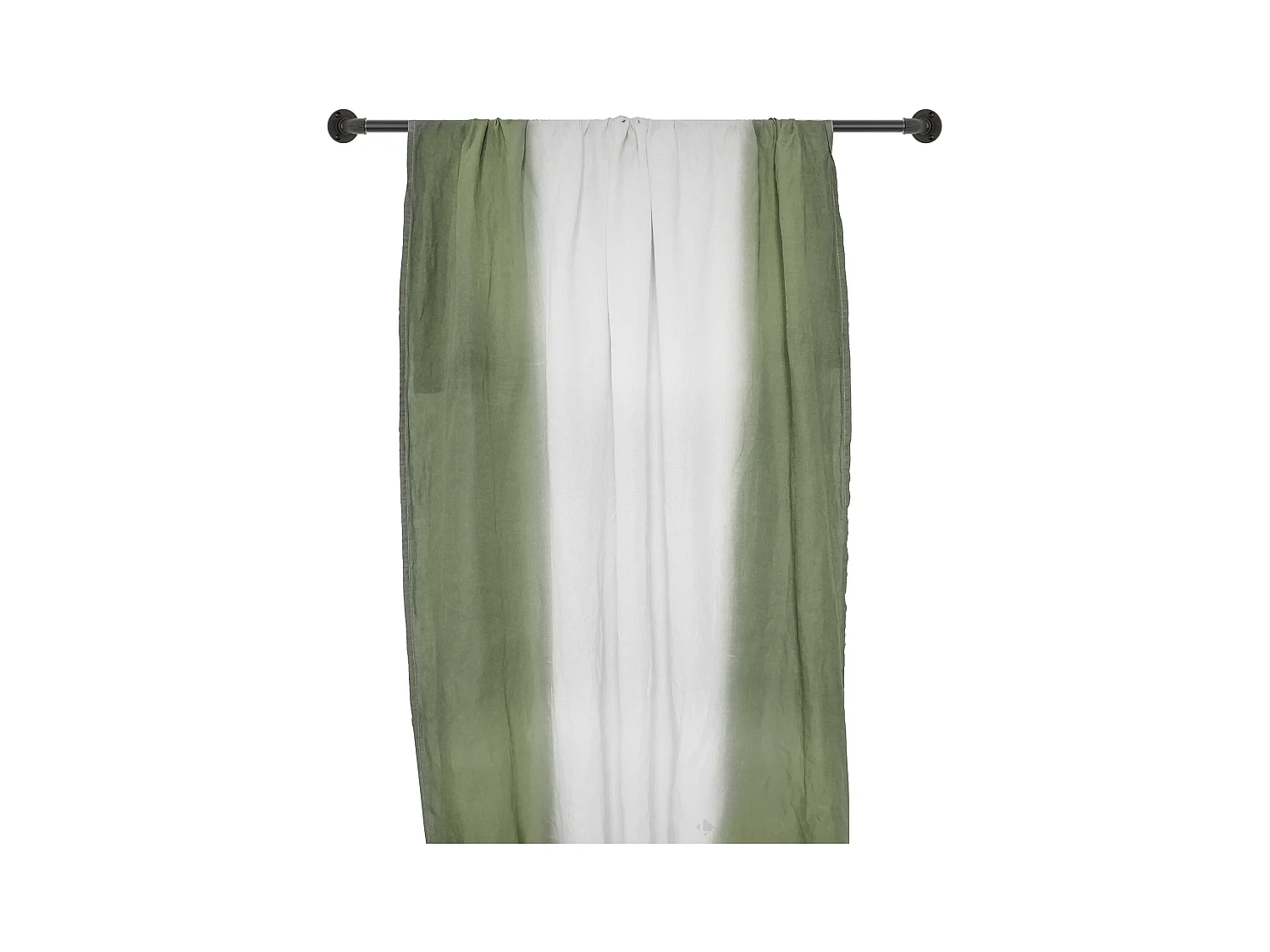 Pan de rideau 160x300 cm DEEPALI 100% lin lavé tie and dye vert kaki