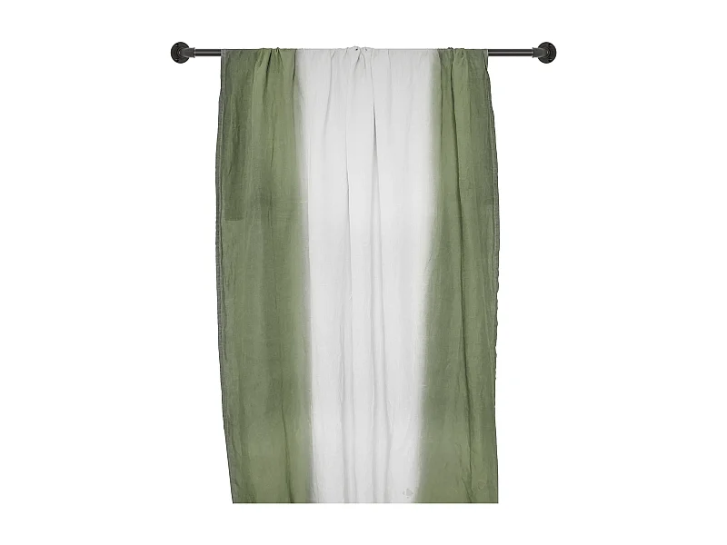 Pan de rideau 160x300 cm DEEPALI 100% lin lavé tie and dye vert kaki