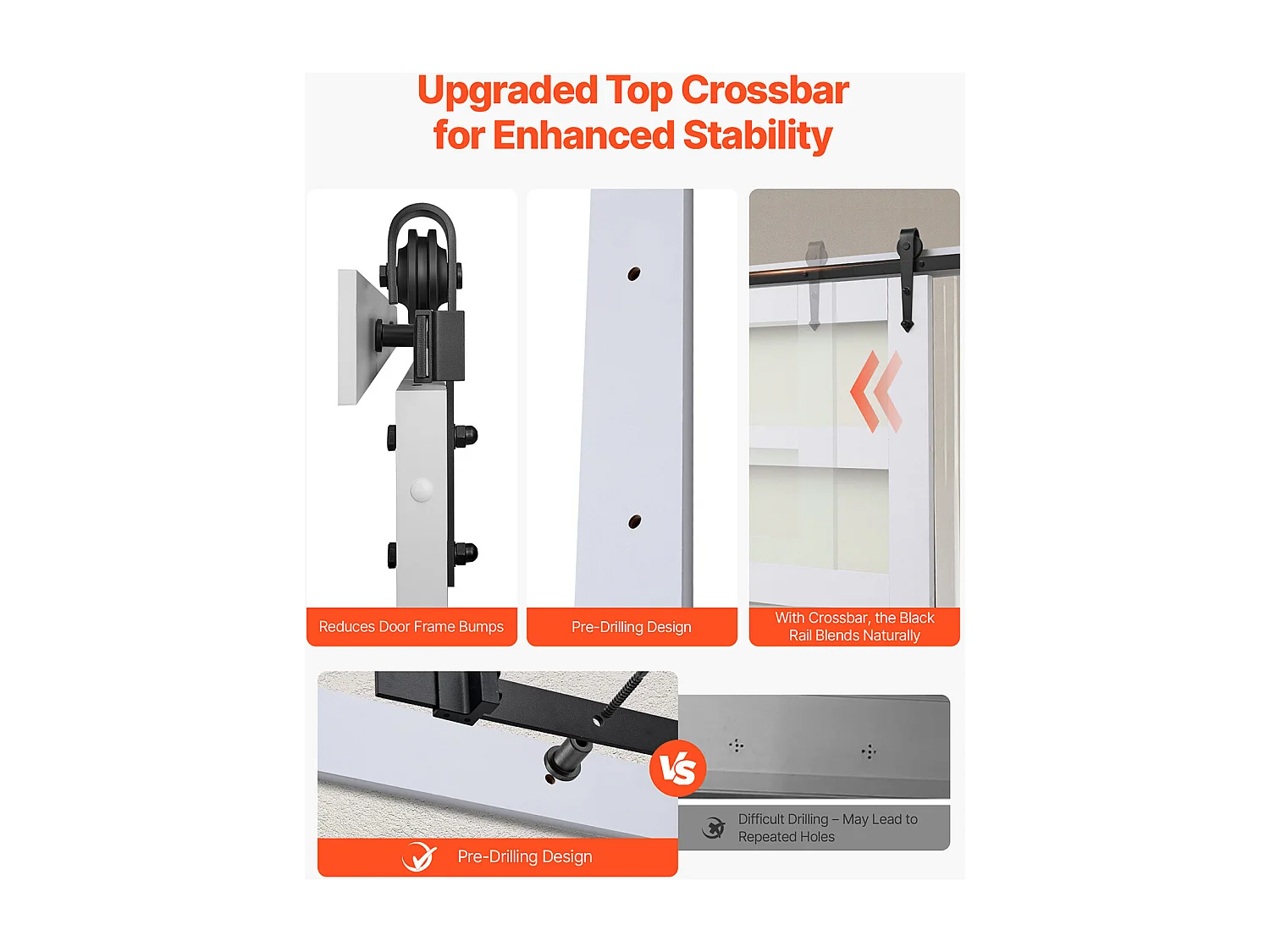 Schuurdeur Schuifdeur SucceBuy, 76.2 x 213.4 cm, van MDF Plaat, Schuifdeur Set met Beslag Set, Oppervlak van Waterdicht PVC