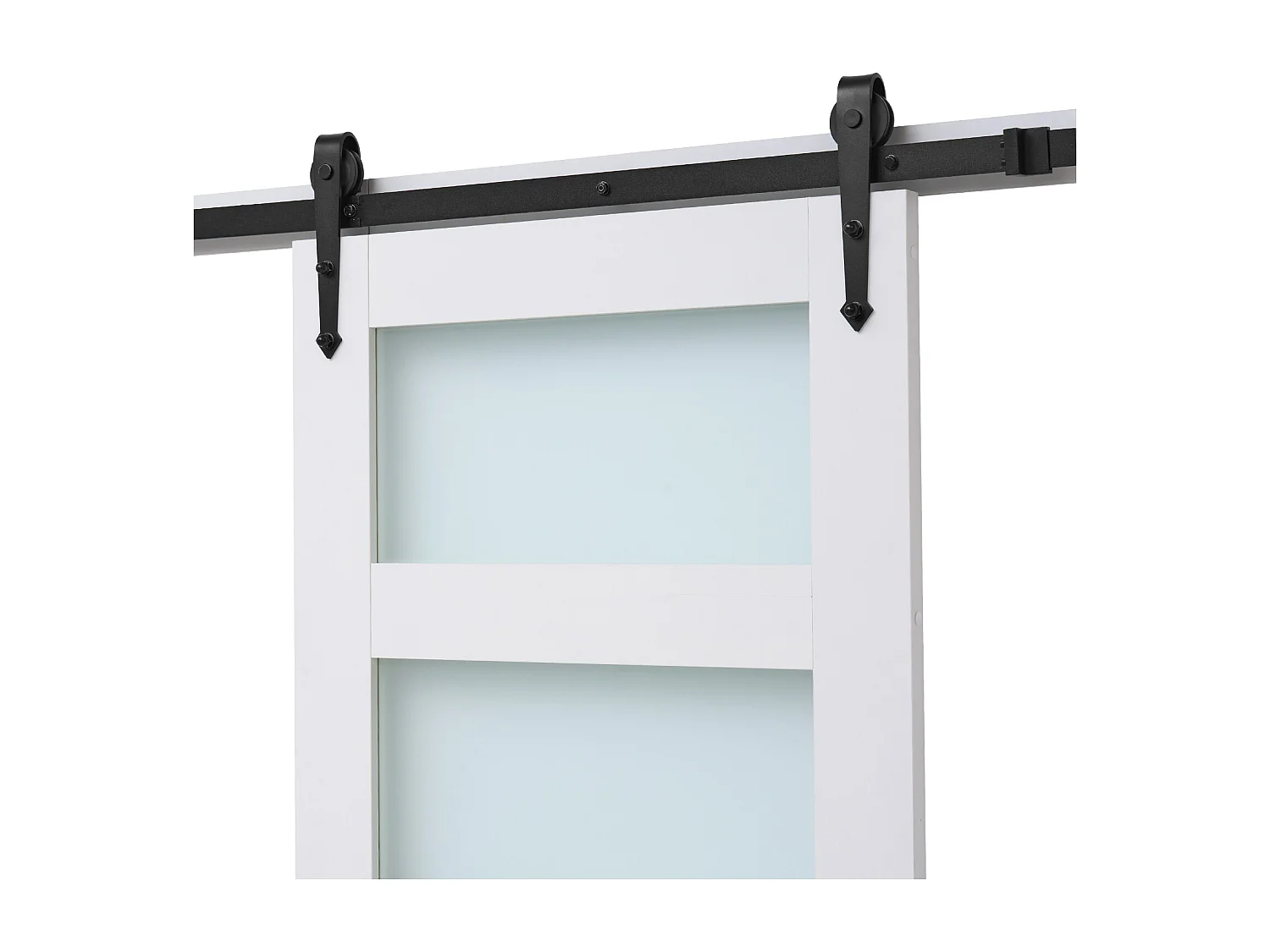 Schuurdeur Schuifdeur SucceBuy, 76.2 x 213.4 cm, van MDF Plaat, Schuifdeur Set met Beslag Set, Oppervlak van Waterdicht PVC