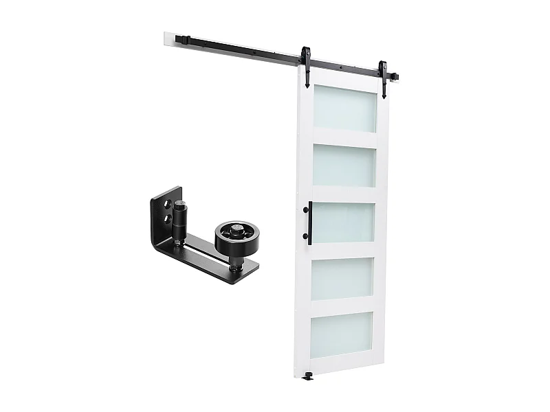 Schuurdeur Schuifdeur SucceBuy, 76.2 x 213.4 cm, van MDF Plaat, Schuifdeur Set met Beslag Set, Oppervlak van Waterdicht PVC