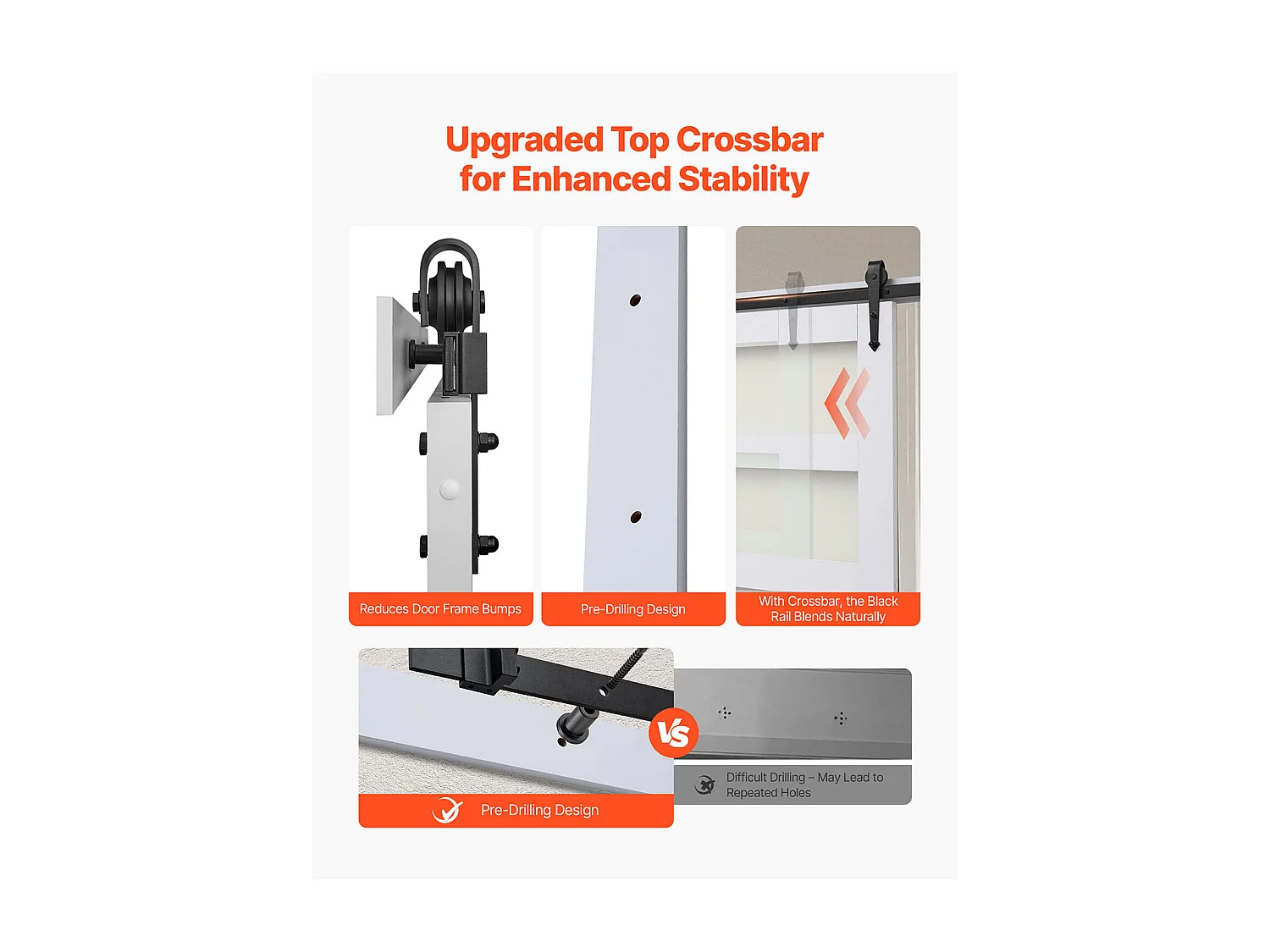 Schuurdeur Schuifdeur SucceBuy, 106.7 x 213.4 cm, van MDF Plaat, Schuifdeur Set met Beslag Set, Oppervlak van Waterdicht PVC