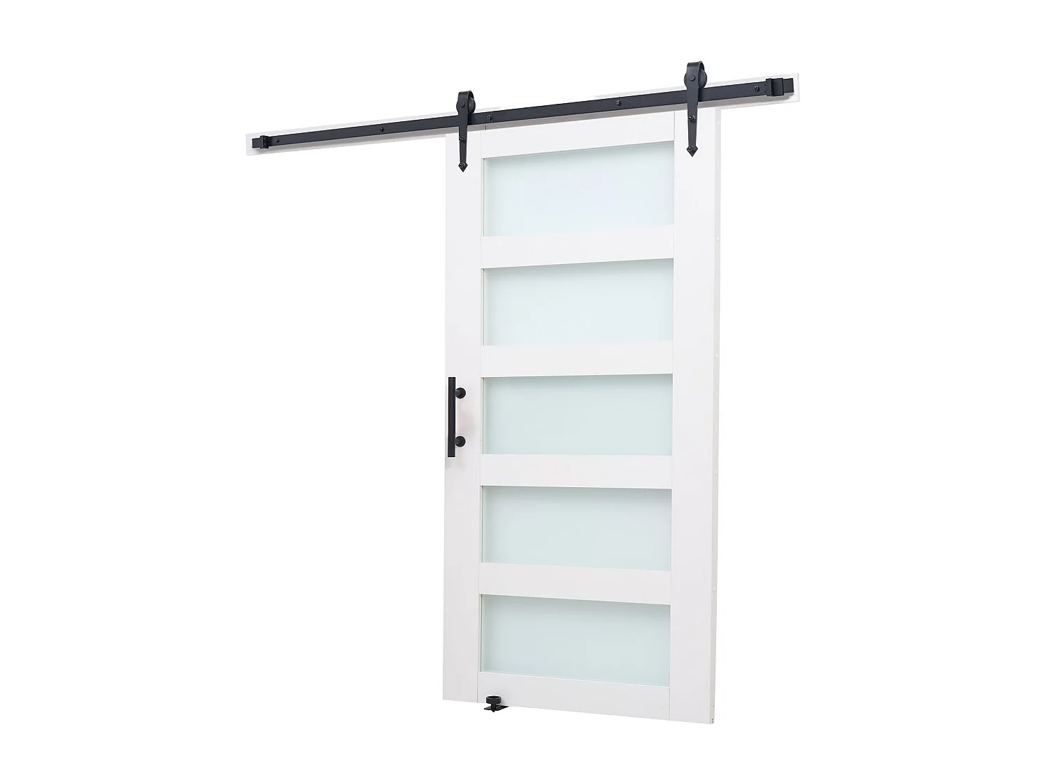 Schuurdeur Schuifdeur SucceBuy, 106.7 x 213.4 cm, van MDF Plaat, Schuifdeur Set met Beslag Set, Oppervlak van Waterdicht PVC