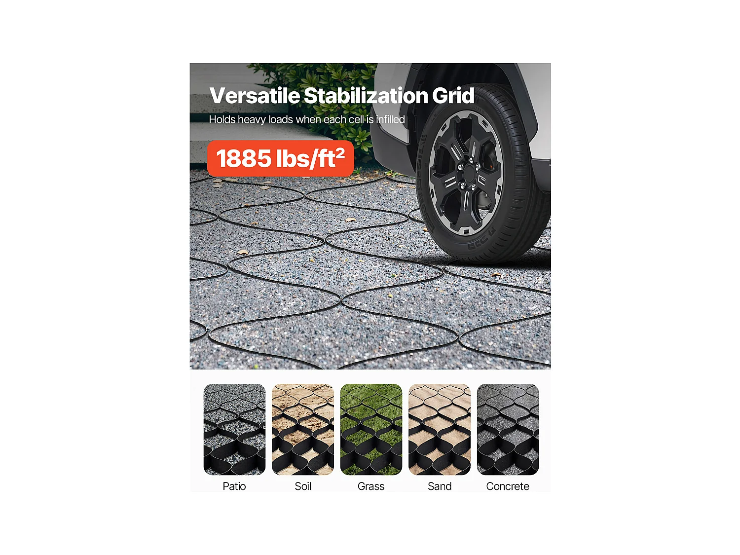 Stabilisateur de Gravier SucceBuy, 8,2x1,2 m, Grille de Stabilisation de Sol Géocellulaire, Profondeur 50 mm, Retenue de Gazon au Sol Stable, pour Allée