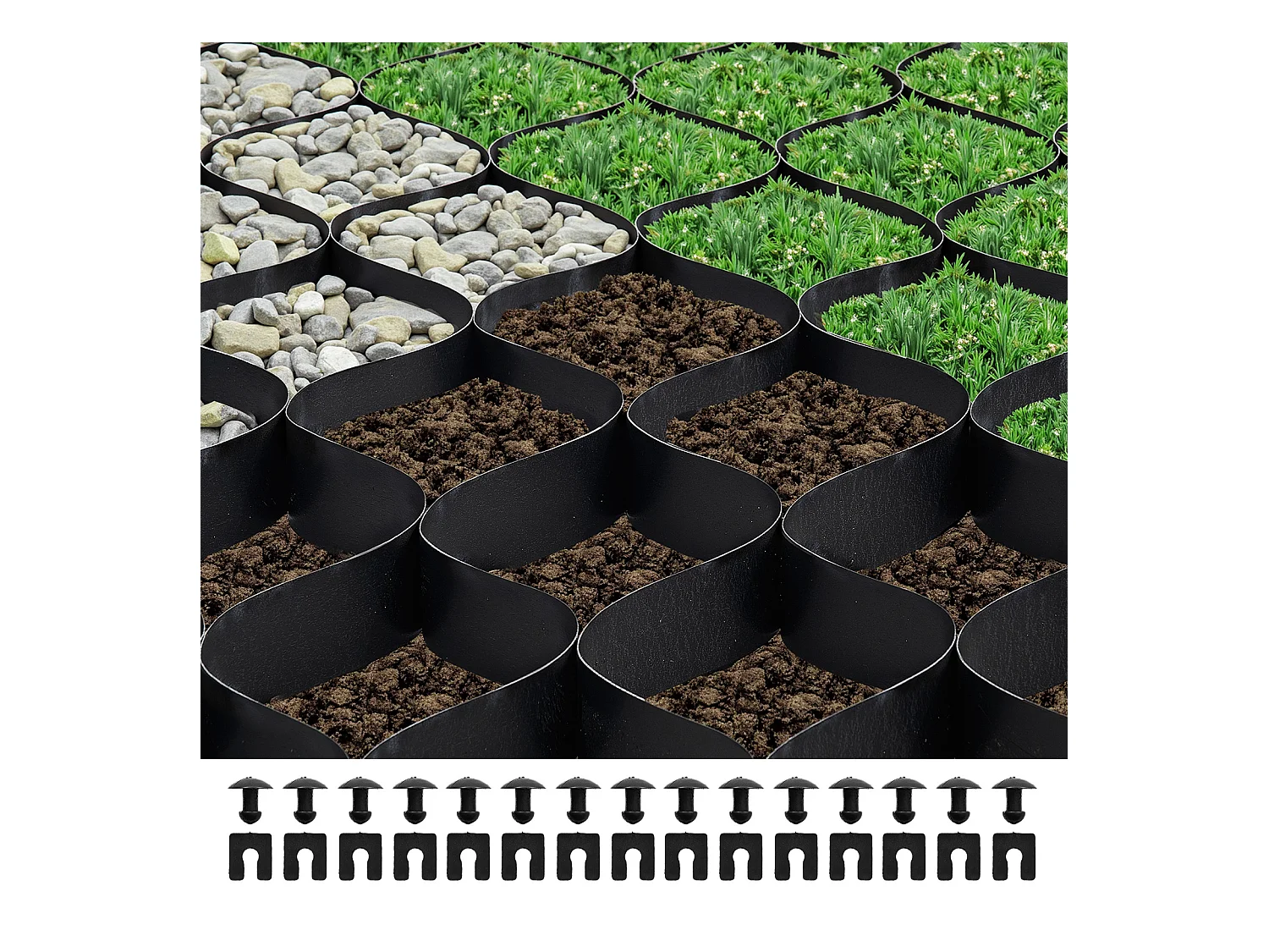 Stabilisateur de Gravier SucceBuy, 8,2x1,2 m, Grille de Stabilisation de Sol Géocellulaire, Profondeur 50 mm, Retenue de Gazon au Sol Stable, pour Allée