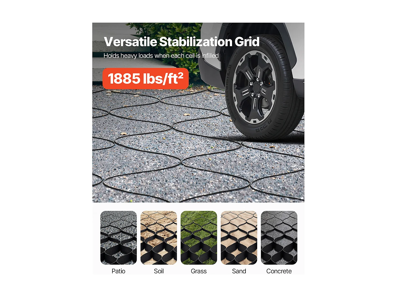 Stabilisateur de Gravier SucceBuy, 8,2x1,2 m, Grille de Stabilisation de Sol Géocellulaire, Profondeur 50 mm, Retenue de Gazon au Sol Stable, pour Allée