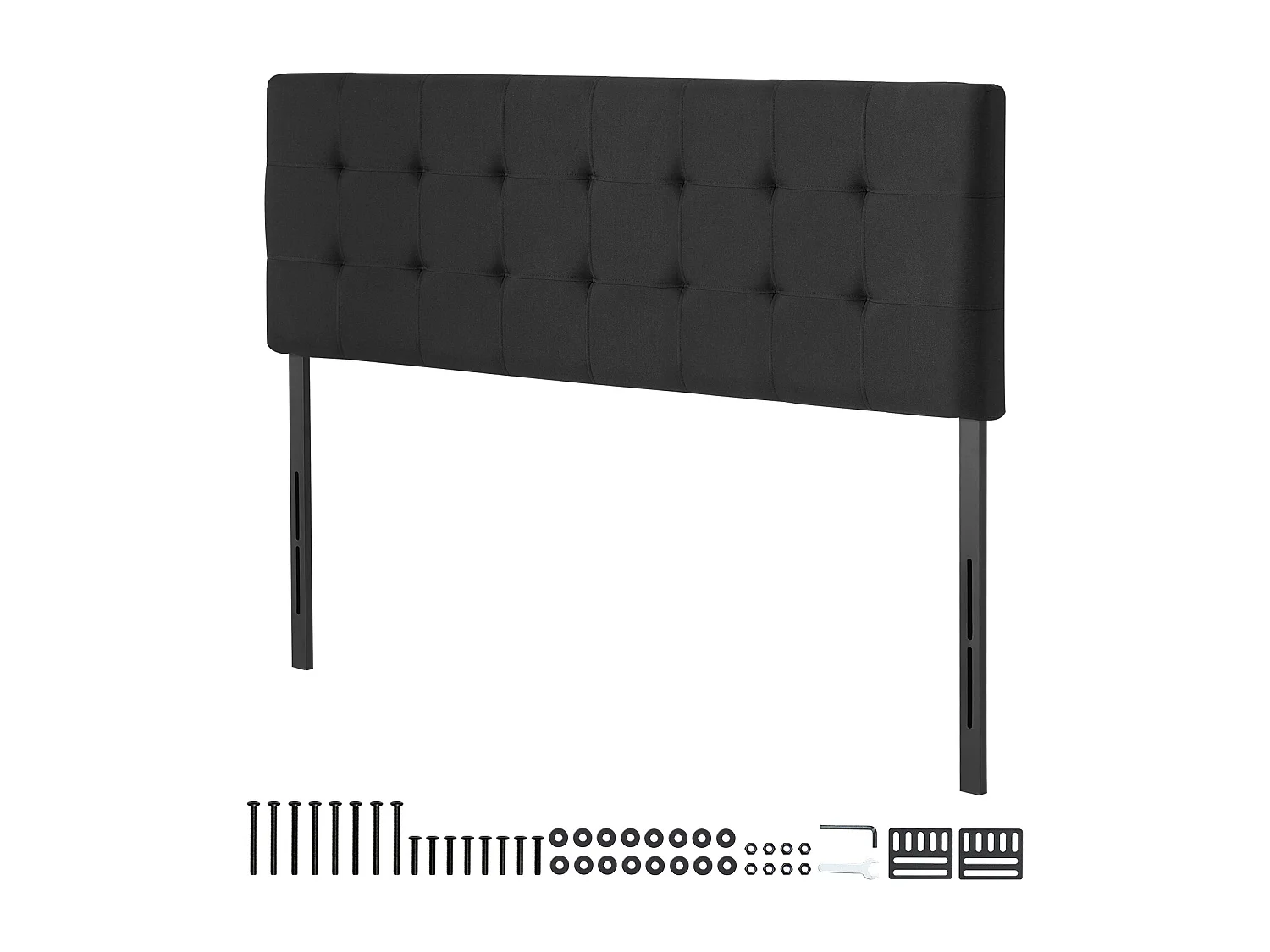 Hoofdeinde SucceBuy voor Queensize Bed, in Hoogte Verstelbaar Hoofdeinde op Voet, Comfortabel Gestoffeerd met Ruitjesmotief, voor Slaapkamer, Slaapzaal, Zwart