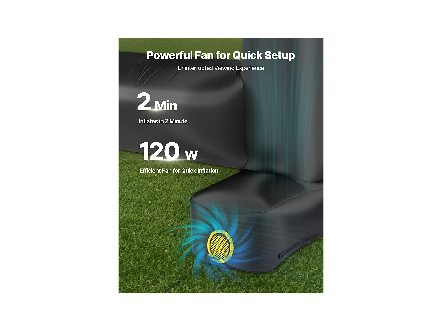 Écran de Projection Gonflable SucceBuy, Diagonale de 427 Cm, Format 16:9, 600D, Lavable, avec Sac de Rangement Portable, pour Extérieur, Cinéma Maison