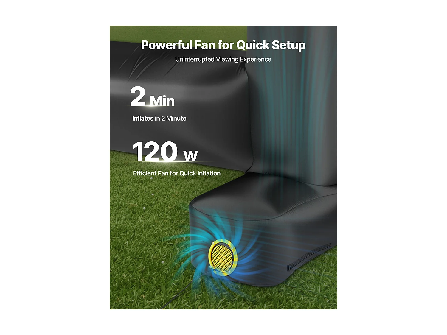 Écran de Projection Gonflable SucceBuy, Diagonale de 427 Cm, Format 16:9, 600D, Lavable, avec Sac de Rangement Portable, pour Extérieur, Cinéma Maison