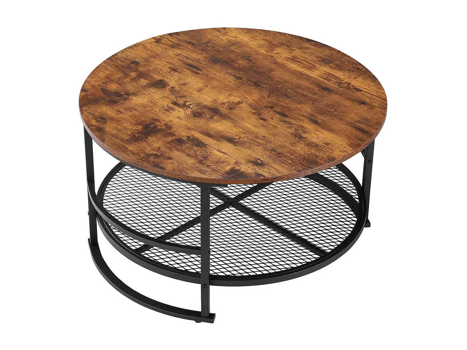 Lote de 3 Mesas de Salón Redondas SucceBuy, Mesa de Centro Industrial de 80 x 80 x 46,5 cm con 2 Mesas de Sofá de 40 x 40 x 60 cm, con Patas de Metal