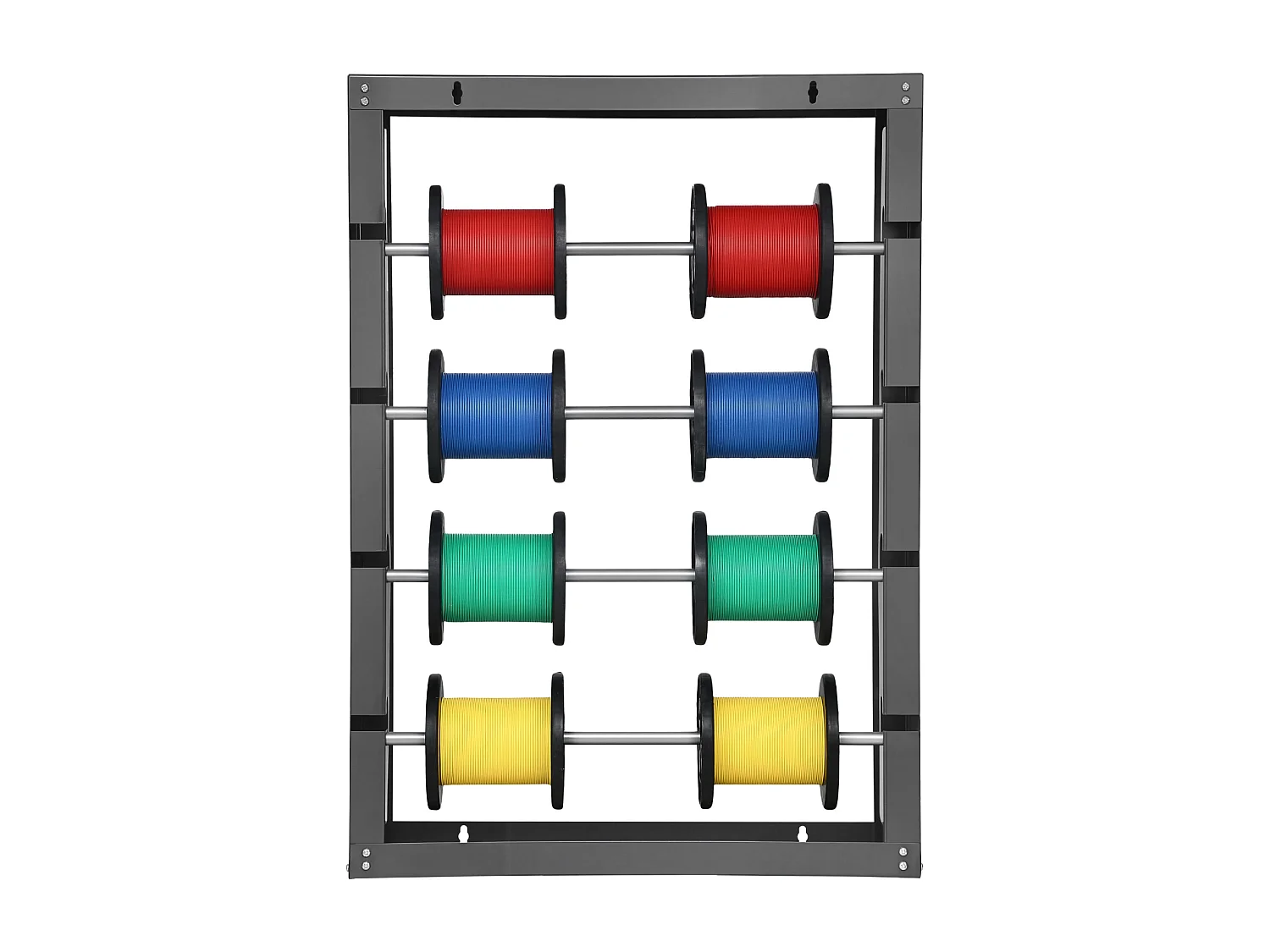 Support de Bobines de Fil SucceBuy, 4 Tiges Réglables, Porte-Bobines de Câbles Mural Acier Laminé à Froid, Support de Rangement, Capacité de Charge 68 kg