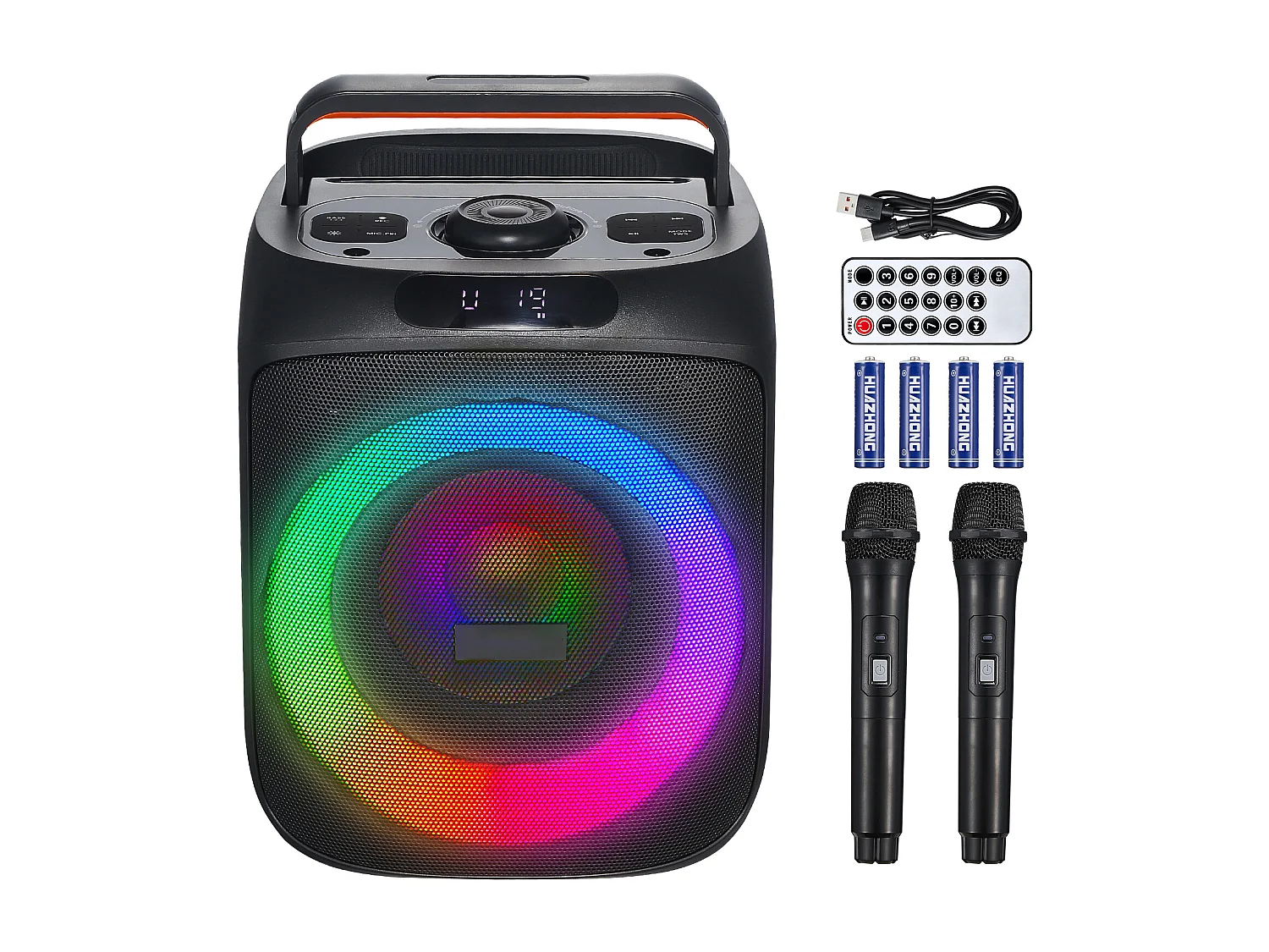 Karaoké pour Adultes SucceBuy, 30 W, Enceinte Bluetooth Portable de 6,5 Pouces avec 2 Microphones Sans Fil, Lumière LED, Fonction TWS, Poignée