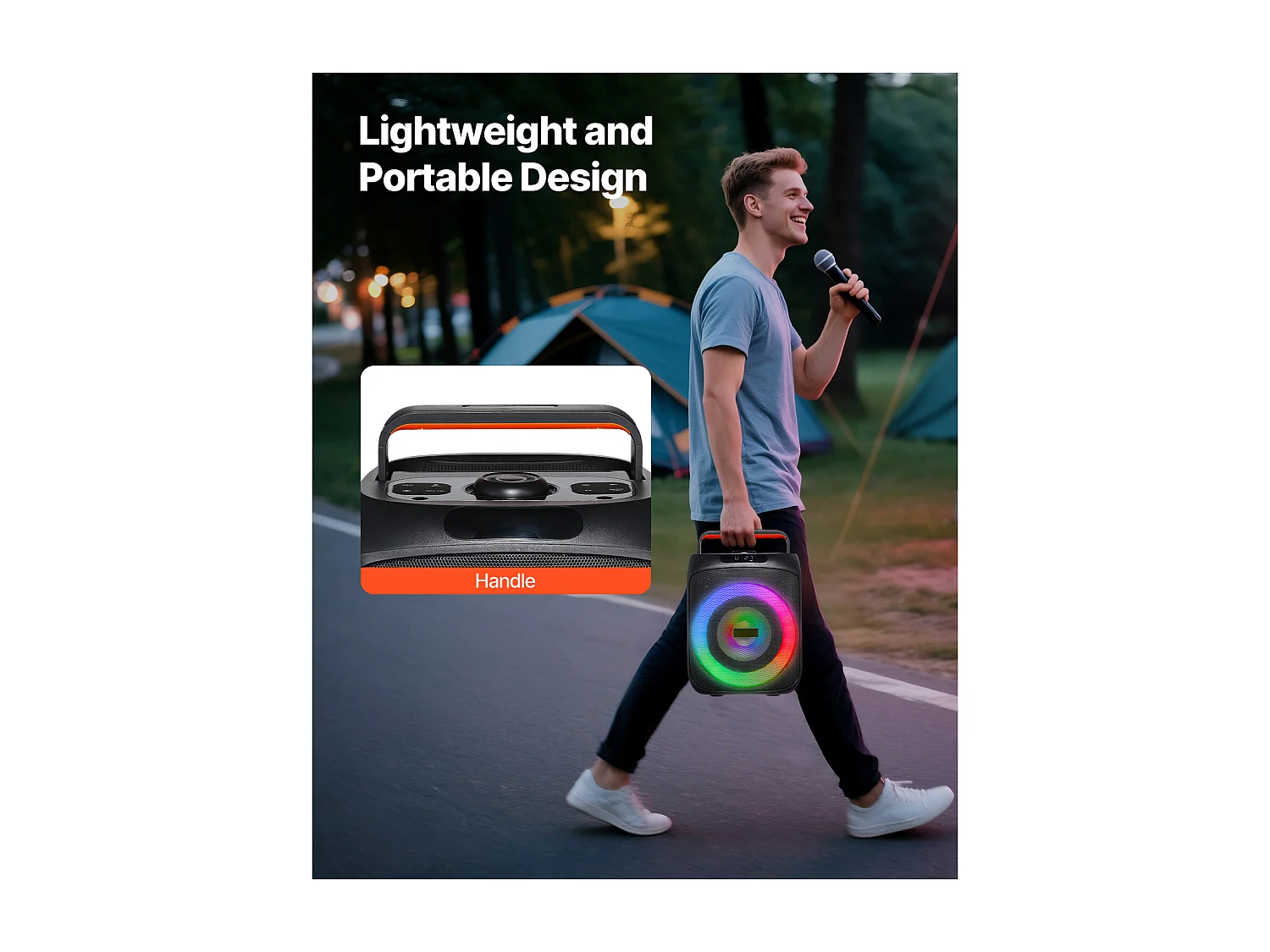 Karaoké pour Adultes SucceBuy, 30 W, Enceinte Bluetooth Portable de 6,5 Pouces avec 2 Microphones Sans Fil, Lumière LED, Fonction TWS, Poignée