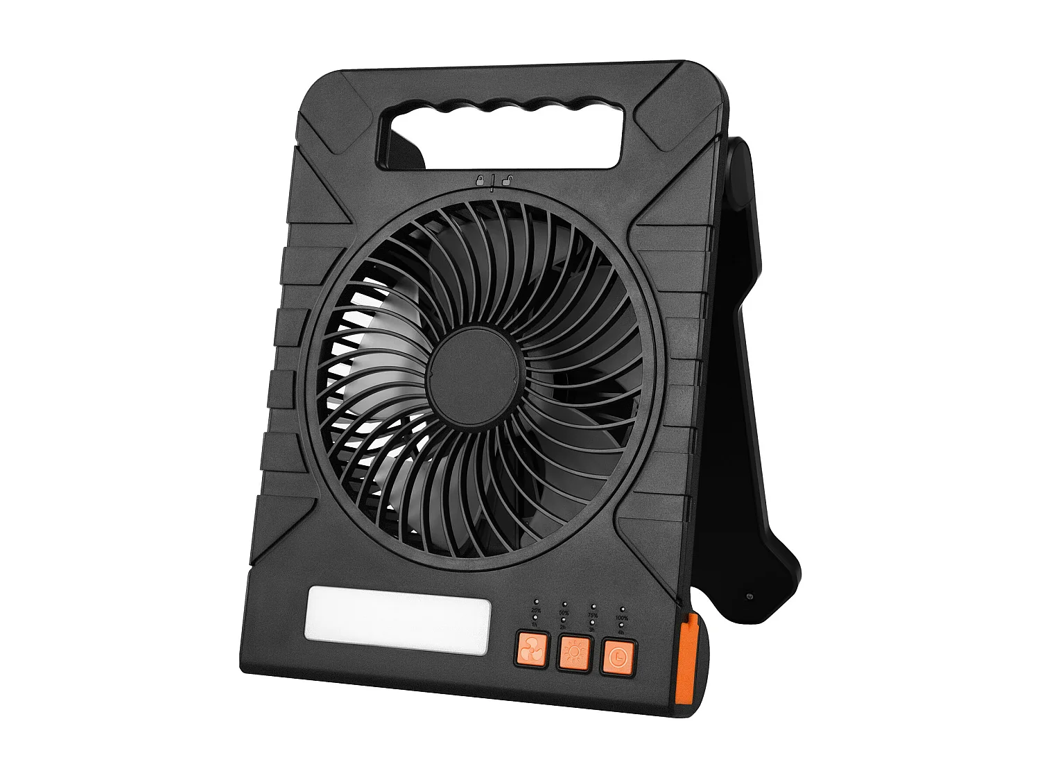 Ventilateur Solaire SucceBuy Portable Rechargeable 10000 mAh avec Éclairage LED, Panneau Solaire Pliable 4 W, 4 Vitesses, Minuterie, Alimentation USB