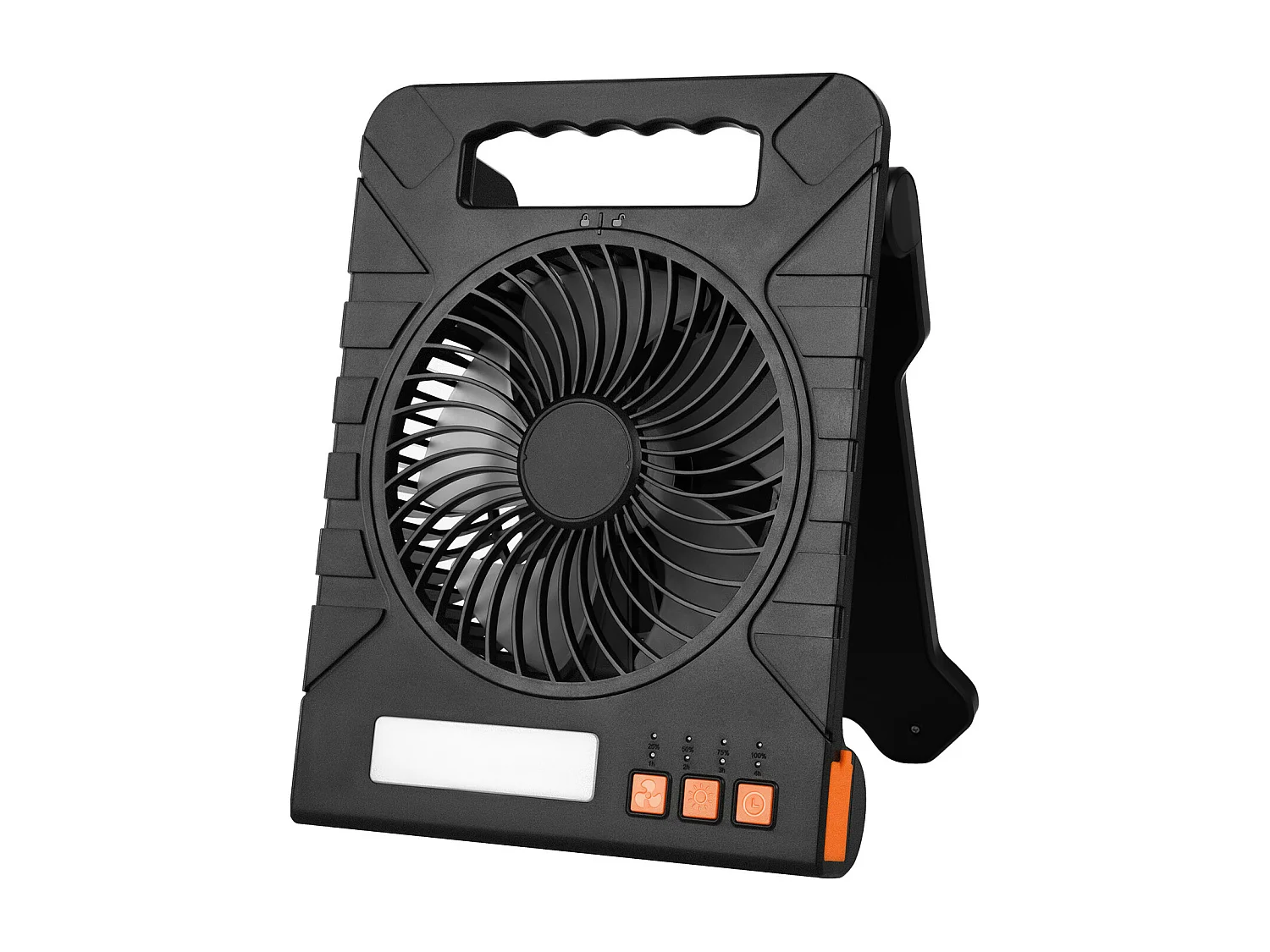 Ventilateur Solaire SucceBuy Portable Rechargeable 10000 mAh avec Éclairage LED, Panneau Solaire Pliable 4 W, 4 Vitesses, Minuterie, Alimentation USB