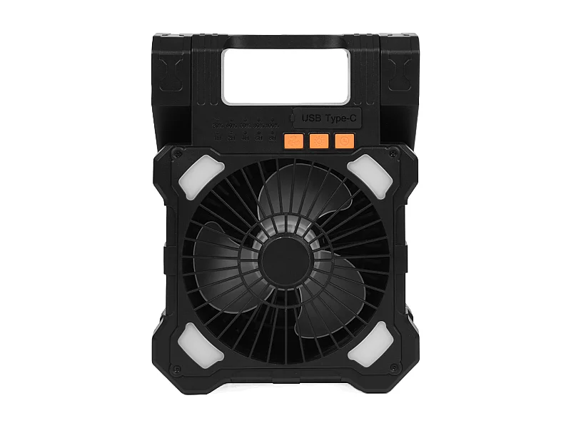 Solar Ventilator SucceBuy Oplaadbaar 20000 mAh Draagbare Stille Ventilator 20 cm met LED-Verlichting, Zonnepaneel 7 W, 5 Snelheden, Timer