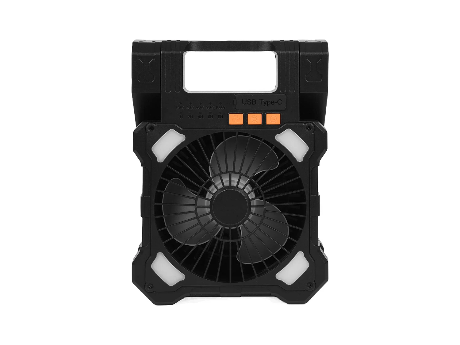 Ventilador Solar SucceBuy Recargable 20000 mAh Ventilador Portátil Silencioso 20 cm con Iluminación LED, Panel Solar 7 W, 5 Velocidades, Temporizador