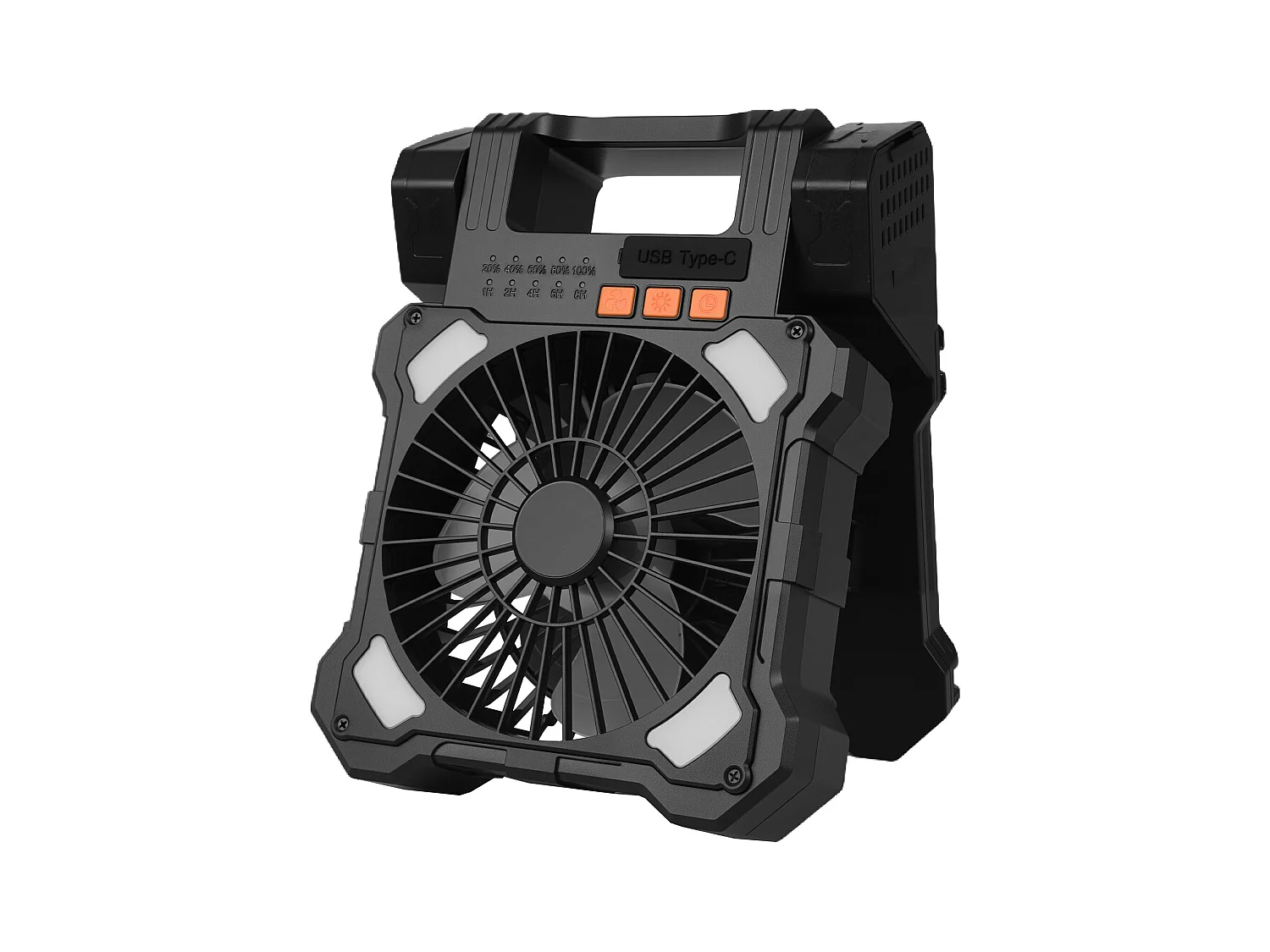 Ventilador Solar SucceBuy Recargable 20000 mAh Ventilador Portátil Silencioso 20 cm con Iluminación LED, Panel Solar 7 W, 5 Velocidades, Temporizador