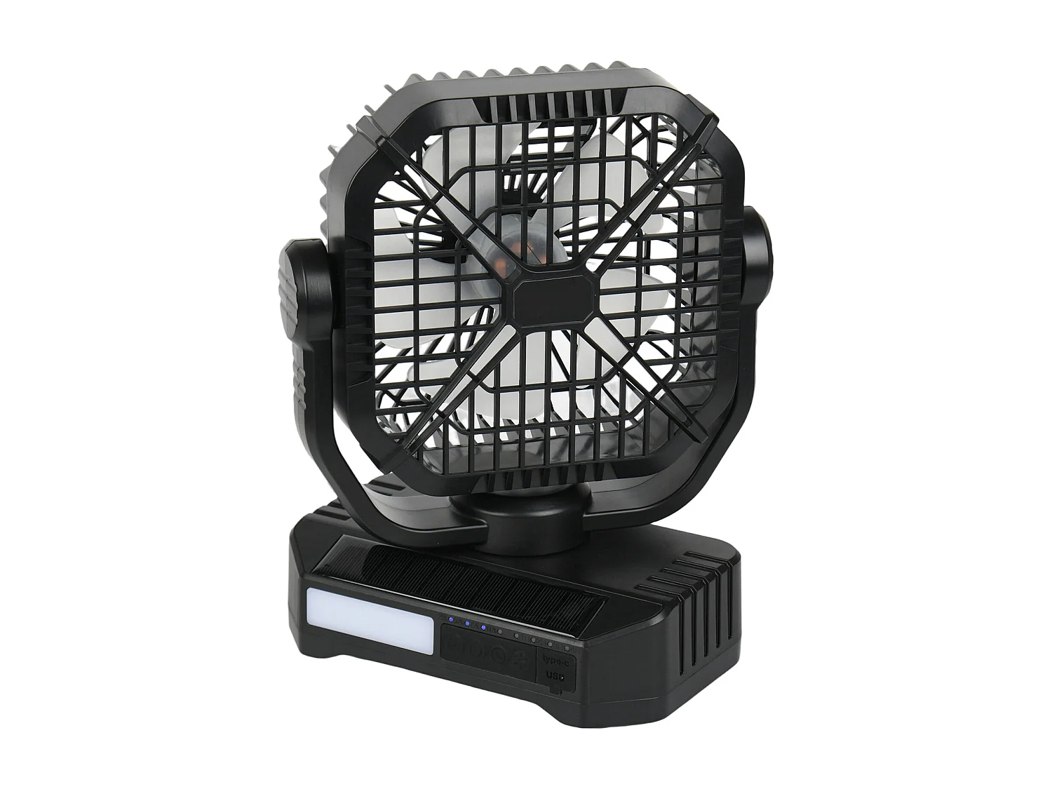 Ventilateur Solaire Rechargeable SucceBuy 10400 mAh, Ventilateur Portable Silencieux de 20 cm avec Éclairage LED, Panneau Solaire 7 W, 4 Vitesses, Minuterie