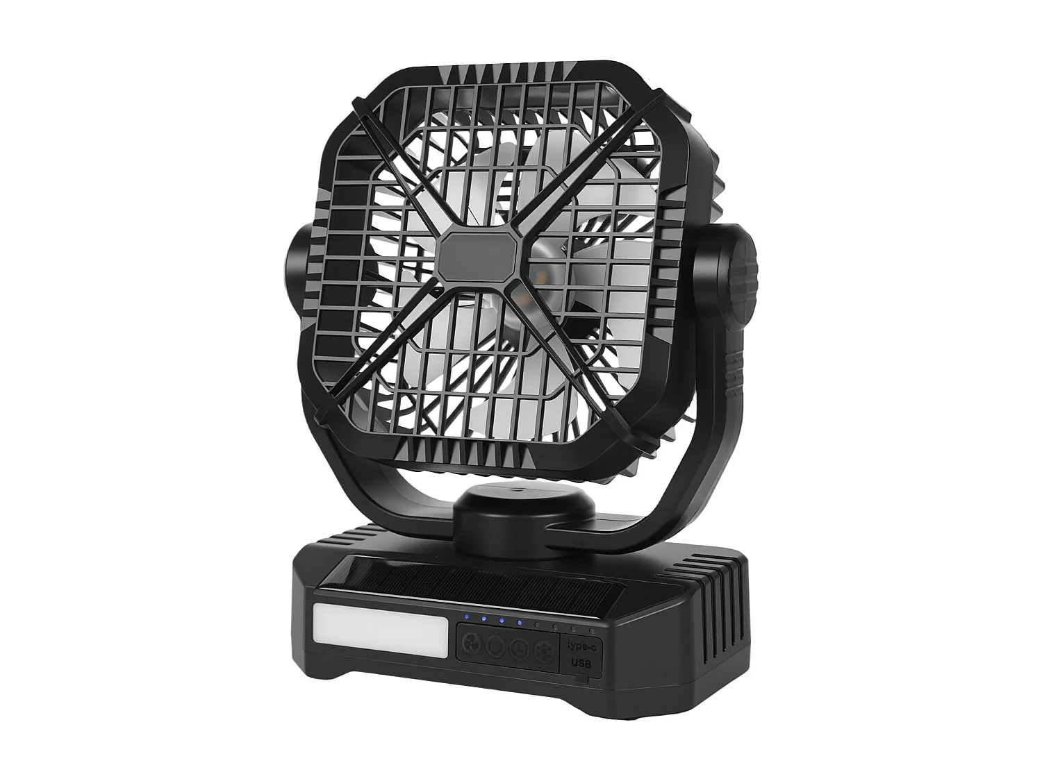 Ventilateur Solaire Rechargeable SucceBuy 10400 mAh, Ventilateur Portable Silencieux de 20 cm avec Éclairage LED, Panneau Solaire 7 W, 4 Vitesses, Minuterie