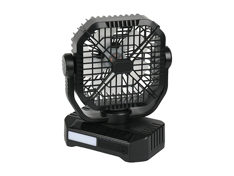 Ventilateur Solaire Rechargeable SucceBuy 10400 mAh, Ventilateur Portable Silencieux de 20 cm avec Éclairage LED, Panneau Solaire 7 W, 4 Vitesses, Minuterie