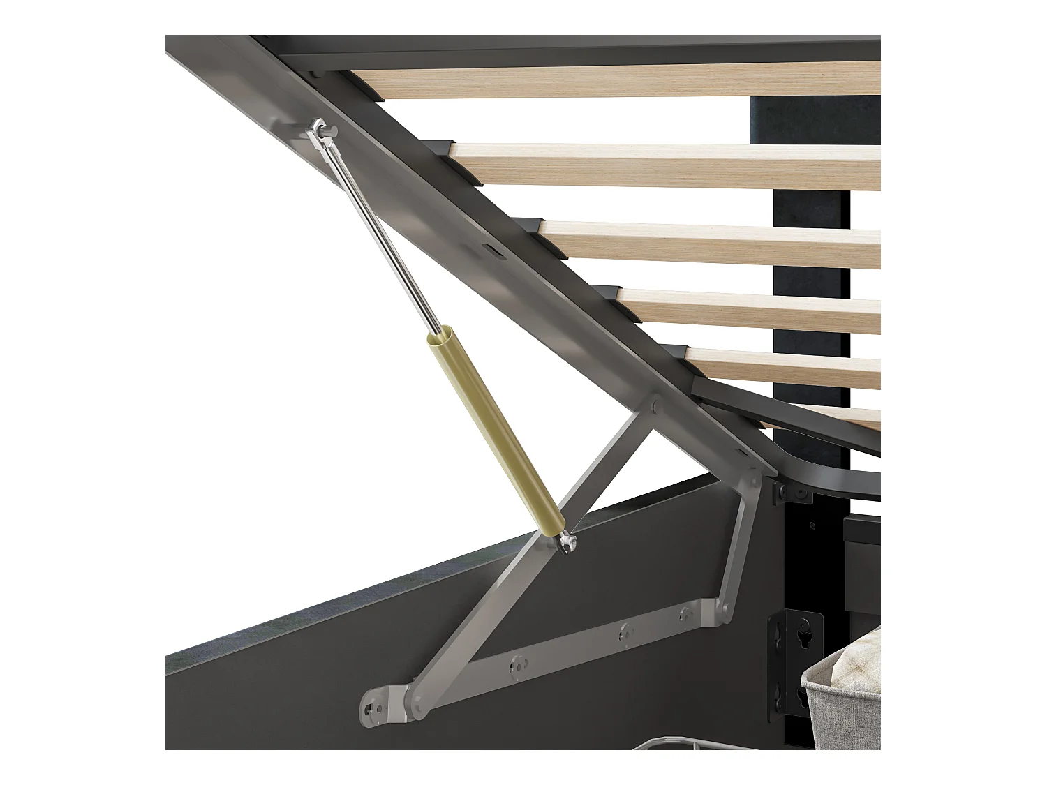 180x200 Stauraumbett mit LED und USB, Polsterbett mit Lattenrost, Doppelbett, Schwarz