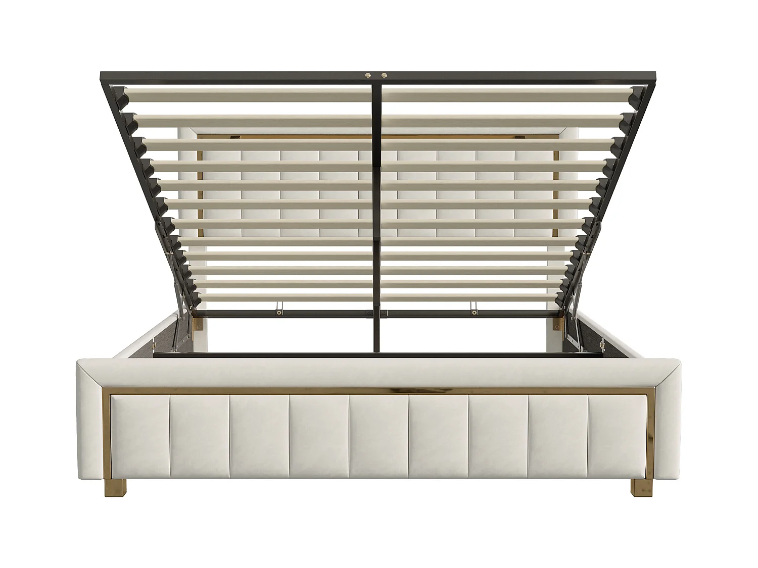 Lit 160x200 Cm, Lit Coffre Avec Rangement, Cadre De Lit Avec Tête De Lit, Velours, Beige