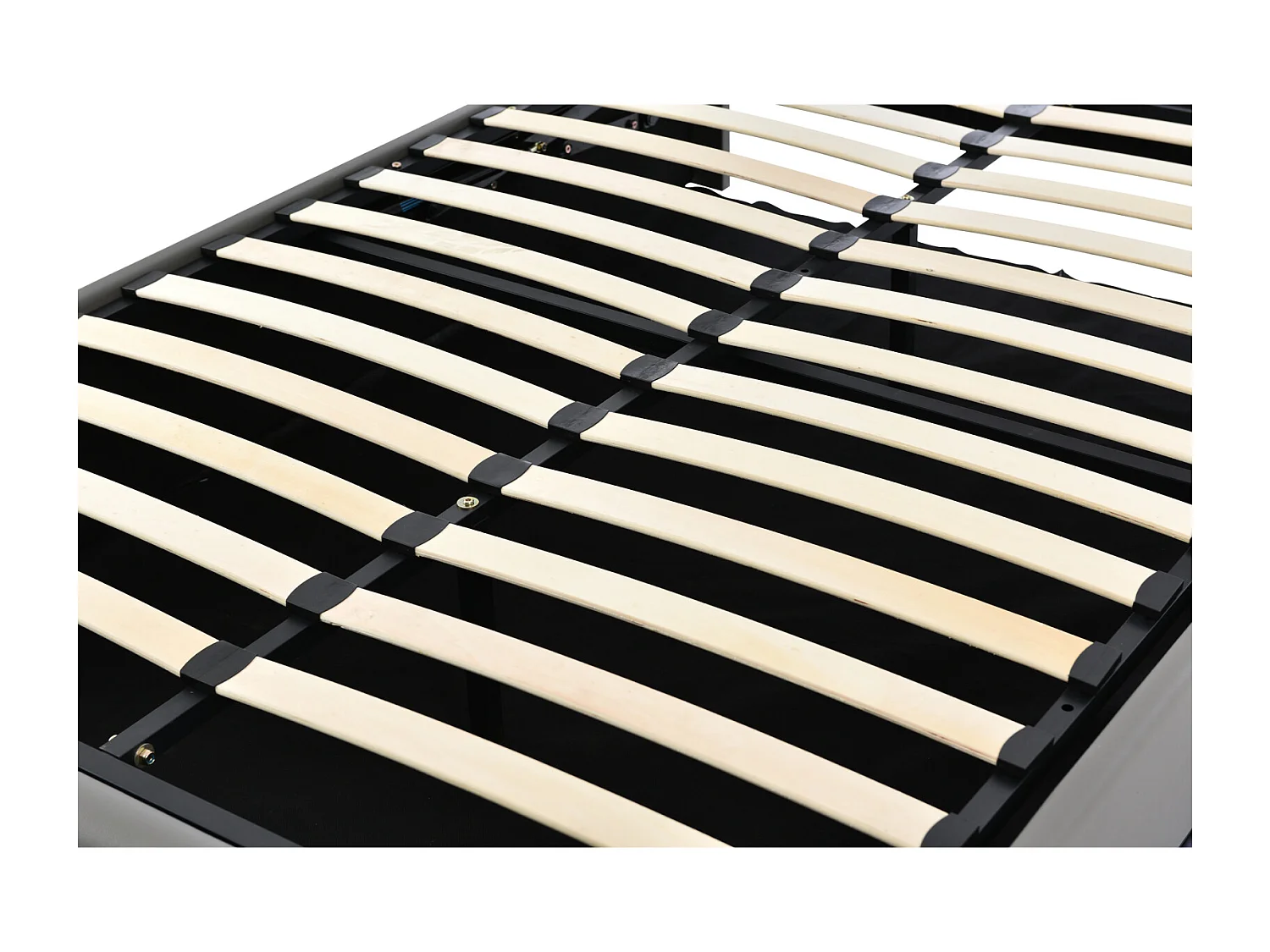 Lit 140x200 Cm Avec LED, Tête Relevable, Sommier Lattes, Rangement, Pu Capitonné, Gris