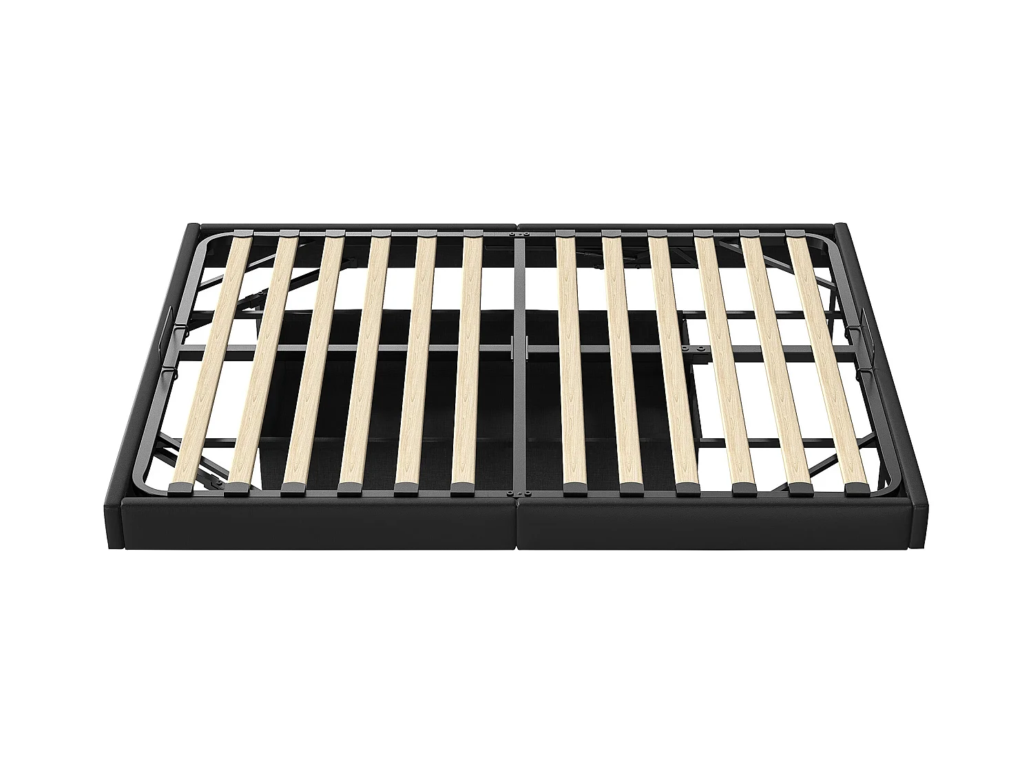 Cadre De Lit 160 X 200 Cm Avec Sommier, Lit Double Avec LED, Cachées Jambes, Noir