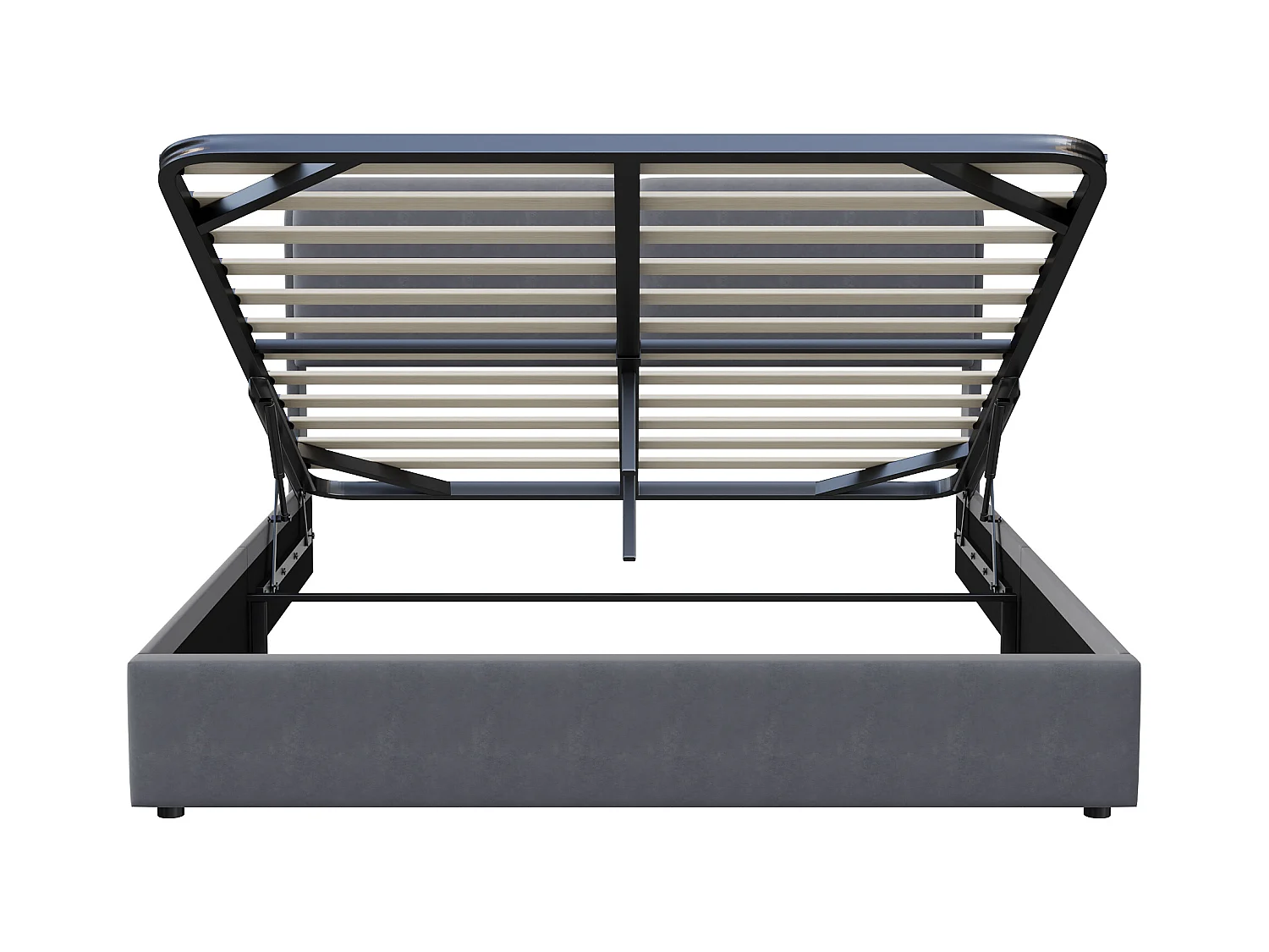 Stauraumbett 160x200cm, Samt Doppelbett mit Stauraumbox, LED, Grau