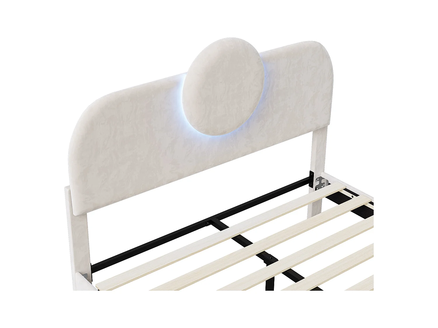Lit Rembourré 140x200 Cm, Lit Double Avec Éclairage LED Et 2 Tiroirs, Pour Adultes Et Adolescents