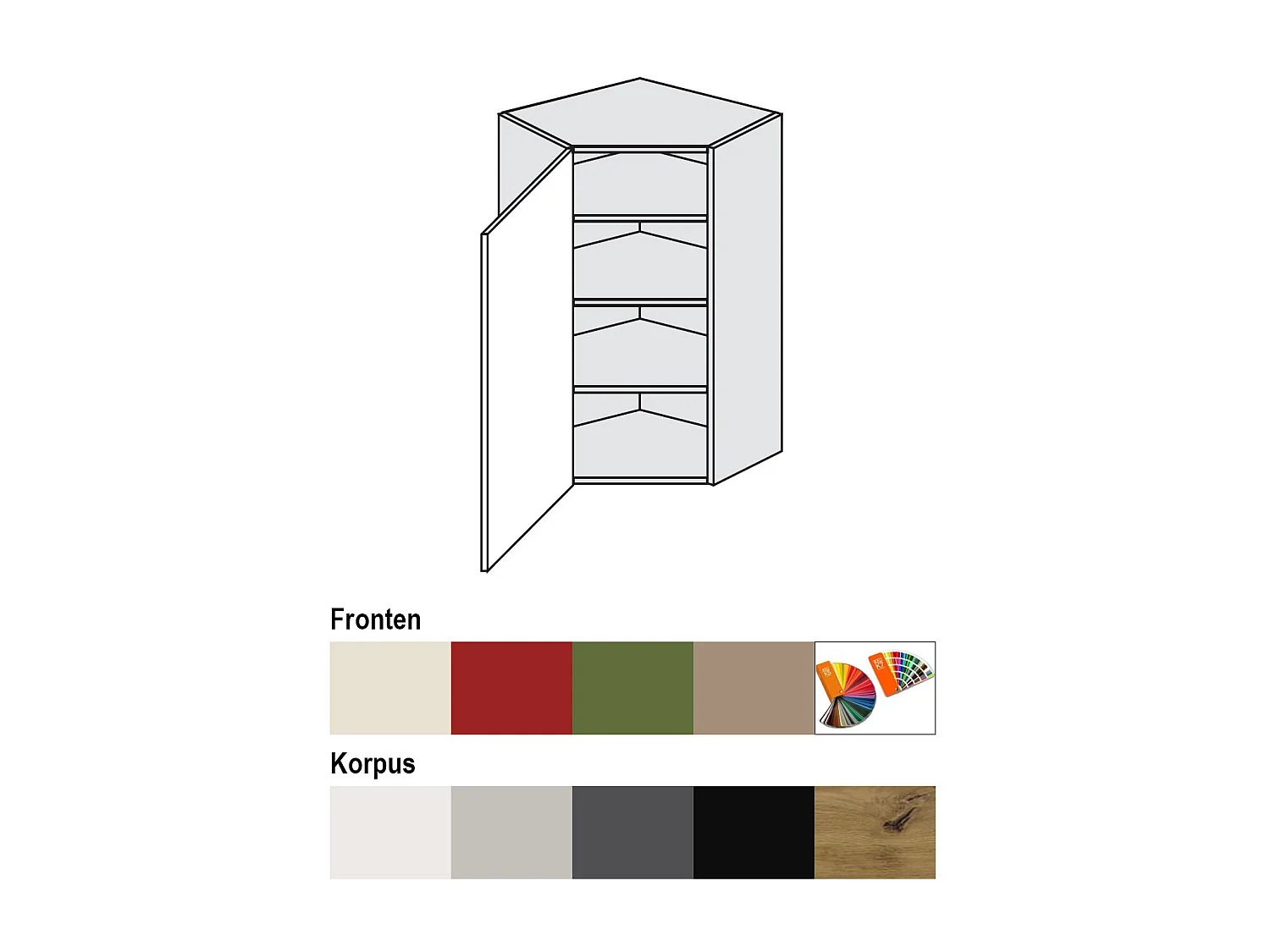 ECKHÄNGESCHRANK Brerra RAL 1019 graubeige Matt / Weiß Matt 60 / 60 / 96cm