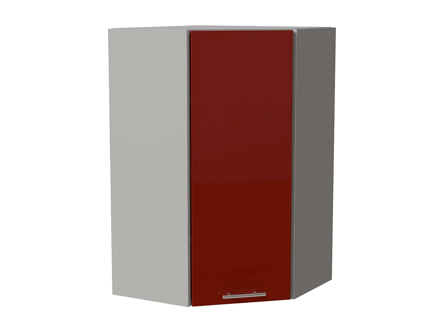 ECKHÄNGESCHRANK Brerra RAL 3002 karminrot Hochglanz / Grau Matt 60 / 60 / 96cm