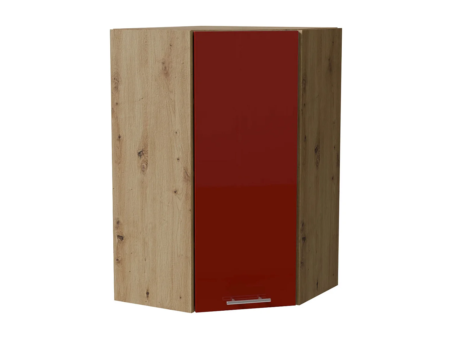 ECKHÄNGESCHRANK Brerra RAL 3002 karminrot Hochglanz / Eiche Artisan Matt 60 / 60 / 96cm