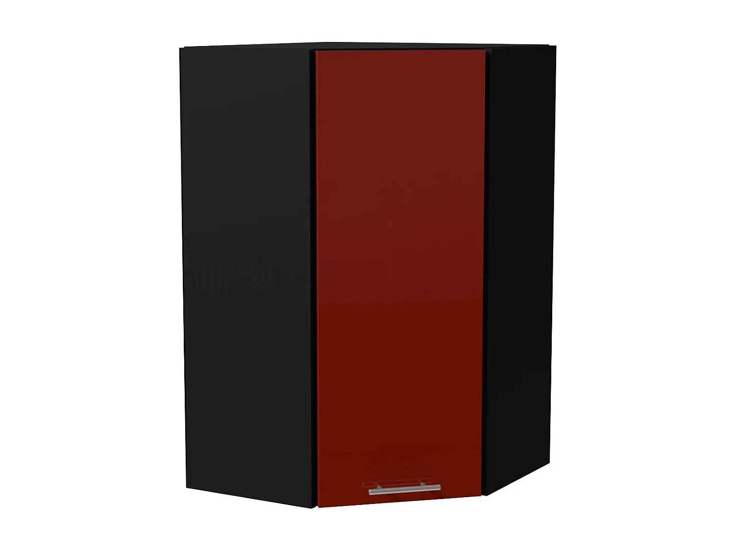 ECKHÄNGESCHRANK Brerra RAL 3002 karminrot Hochglanz / Schwarz Matt 60 / 60 / 96cm