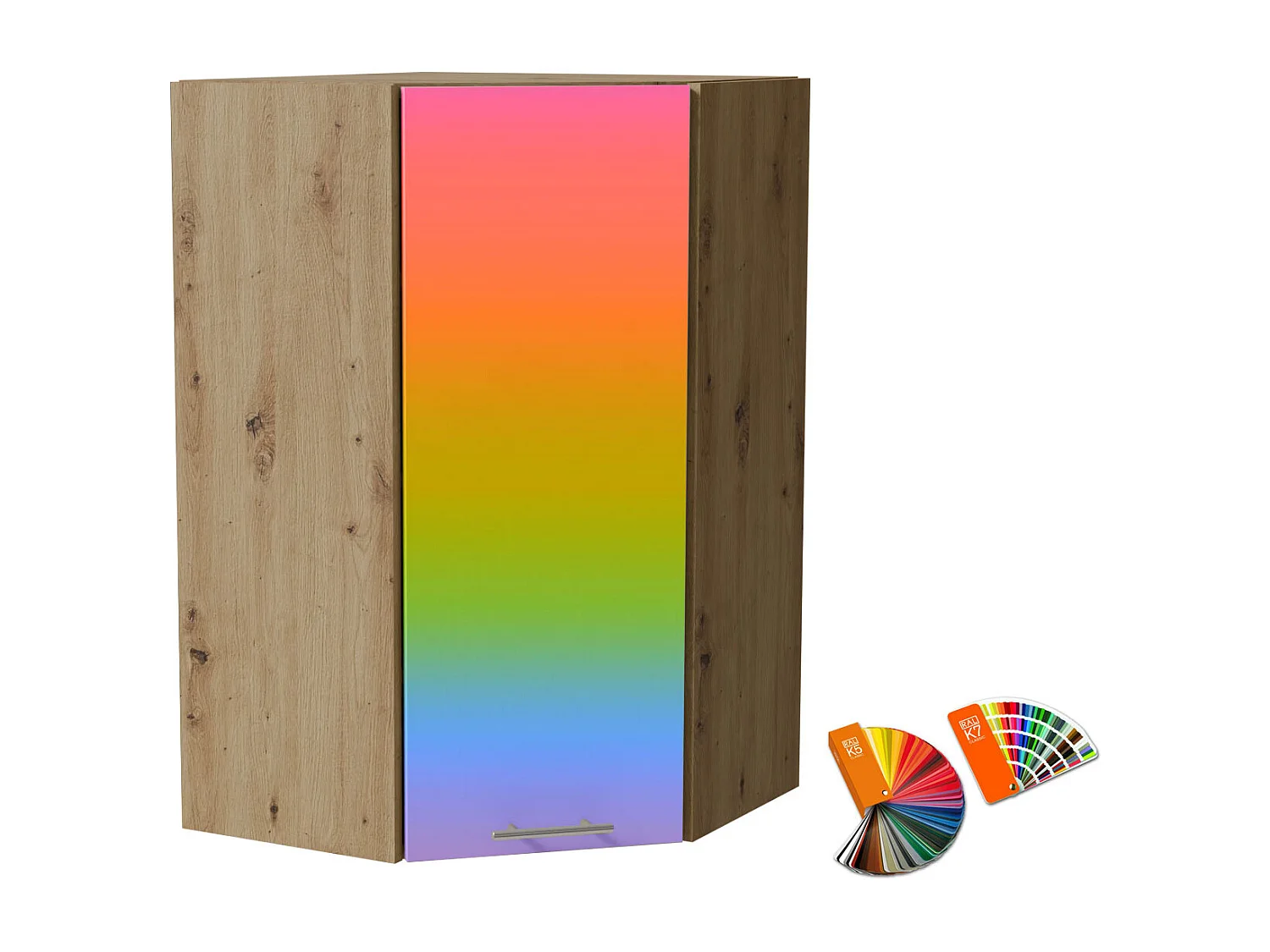 ECKHÄNGESCHRANK Brerra RAL Wunschfarbe (K5/K7) / Eiche Artisan Matt 60 / 60 / 96cm