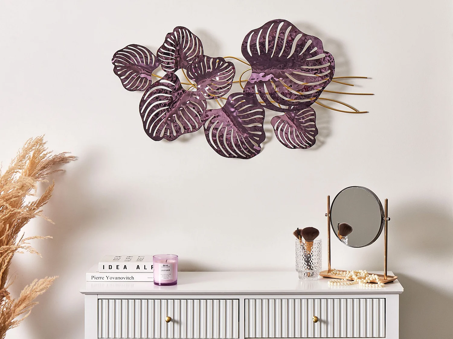 Décoration murale Feuille HOLMIUM Métal 50 cm Pourpre