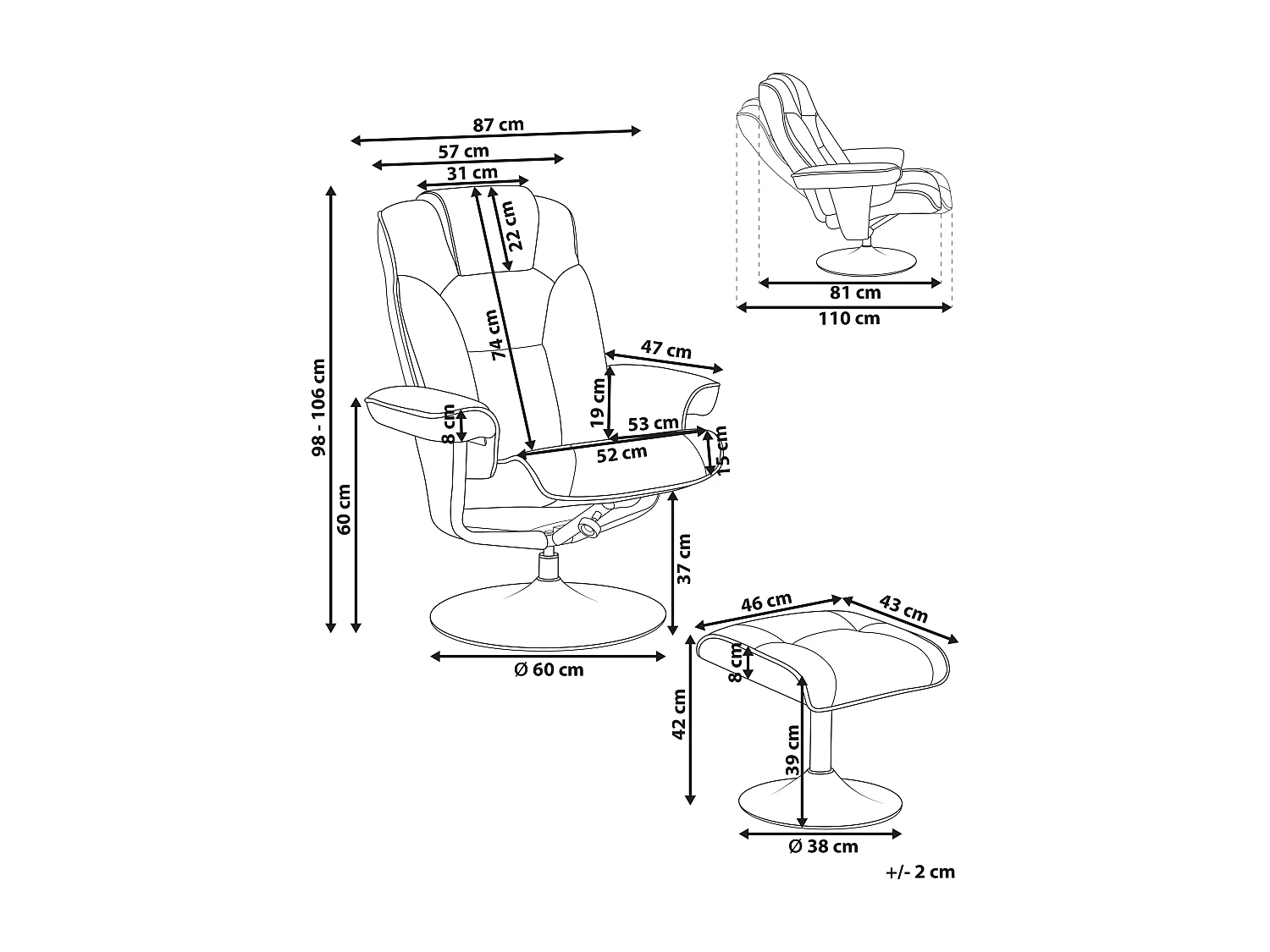 Fauteuil inclinable NYKS Tissu Taupe