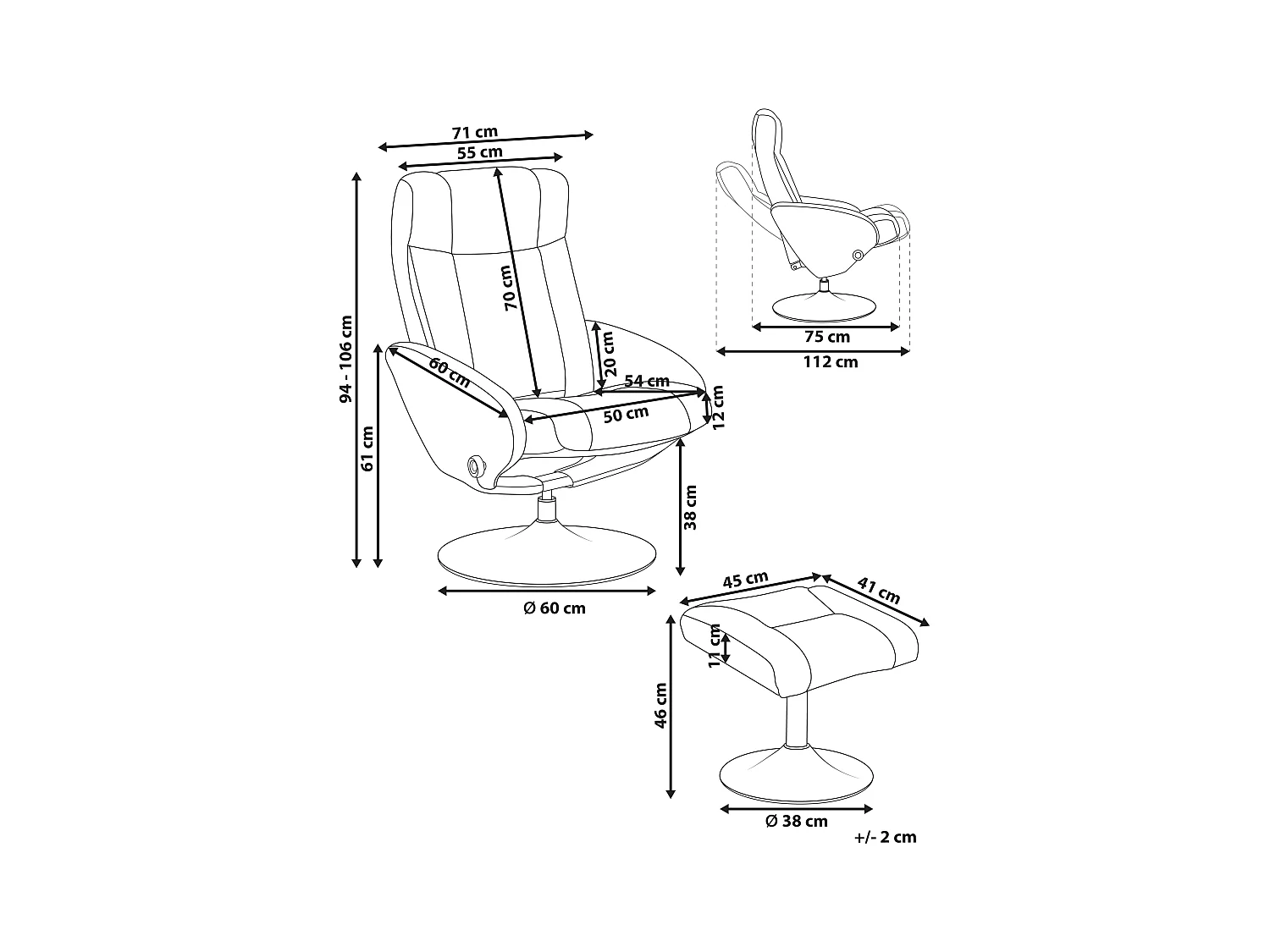Fauteuil inclinable APATE Cuir PU Noir