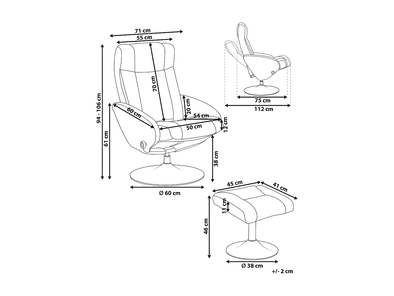 Fauteuil inclinable APATE Cuir PU Noir
