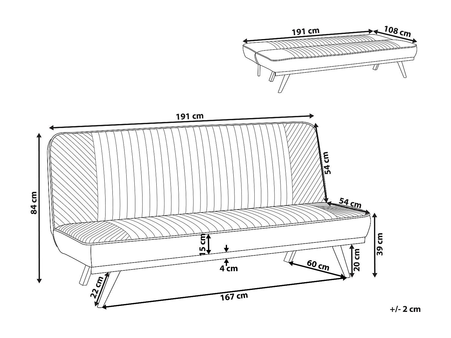 Canapé-lit 2 places KALFAFEL Tissu Marron clair