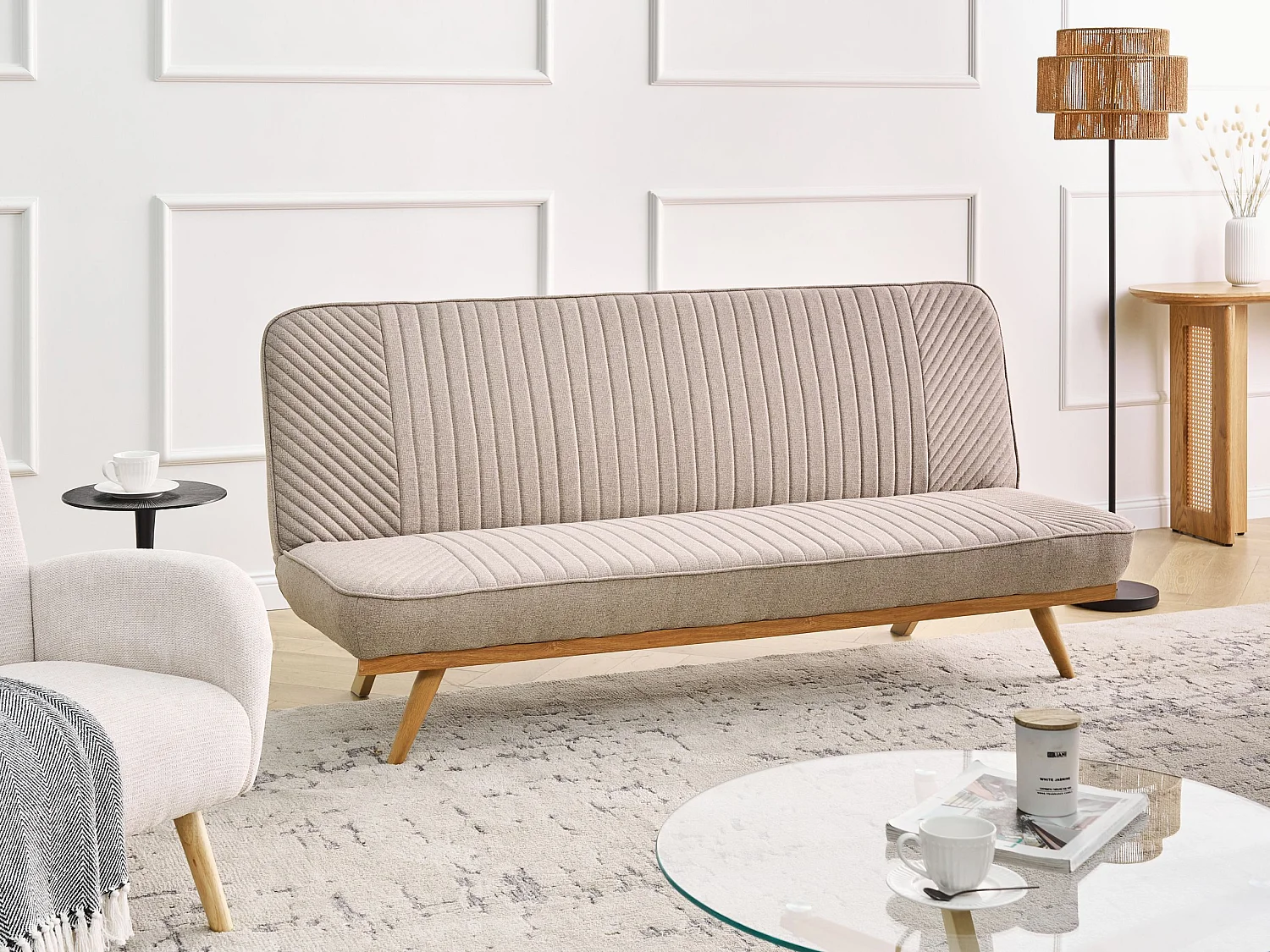 Canapé-lit 2 places KALFAFEL Tissu Marron clair